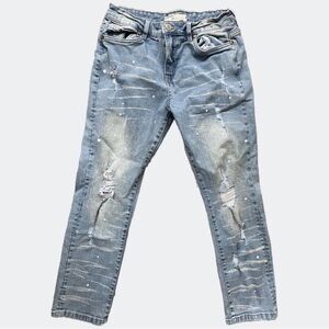 Refinery Republic Jeans, Distressed, Girls Size 12, white paint splatter detail